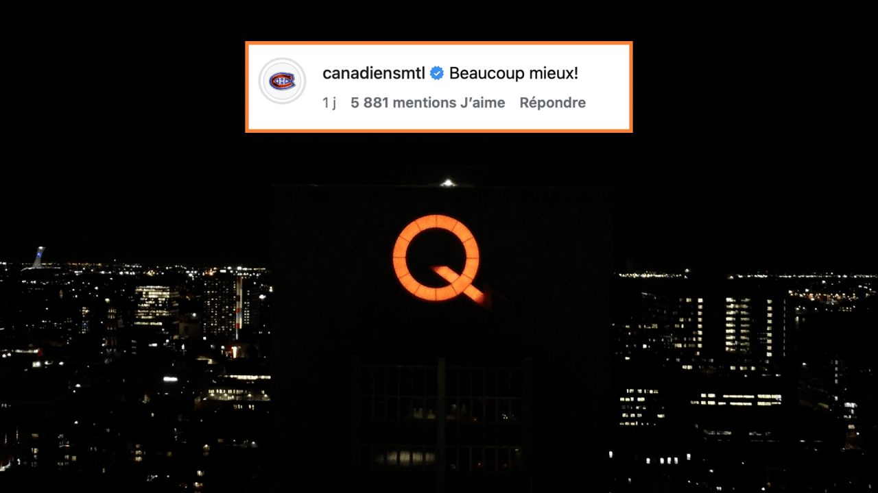 Hydro-Québec changes logo at headquarters in support of the Canadiens