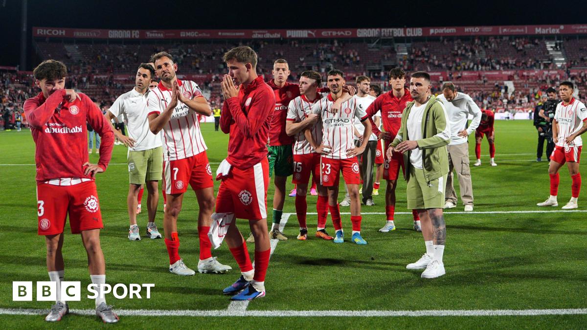 Girona players after getting relegated from La Liga