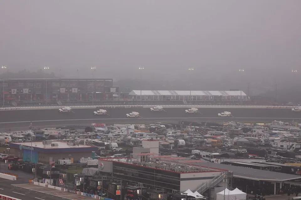 Rain and fog at Charlotte Motor Speedway