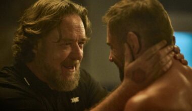 Russell Crowe and Daniel MacPherson during a scene in Beast