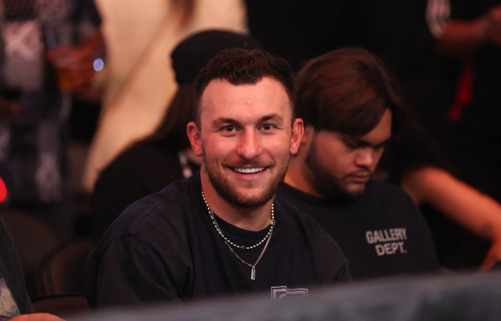 Former football player Johnny Manziel in the crowd for the boxing match.