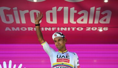 Jhonatan Narvaez of Ecuador and UAE Team Emirates - XRG celebrates at podium as stage winner during the 109th Giro d'Italia 2026, Stage 4