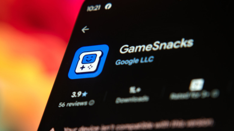 The GameSnacks listing in the Google Play Store