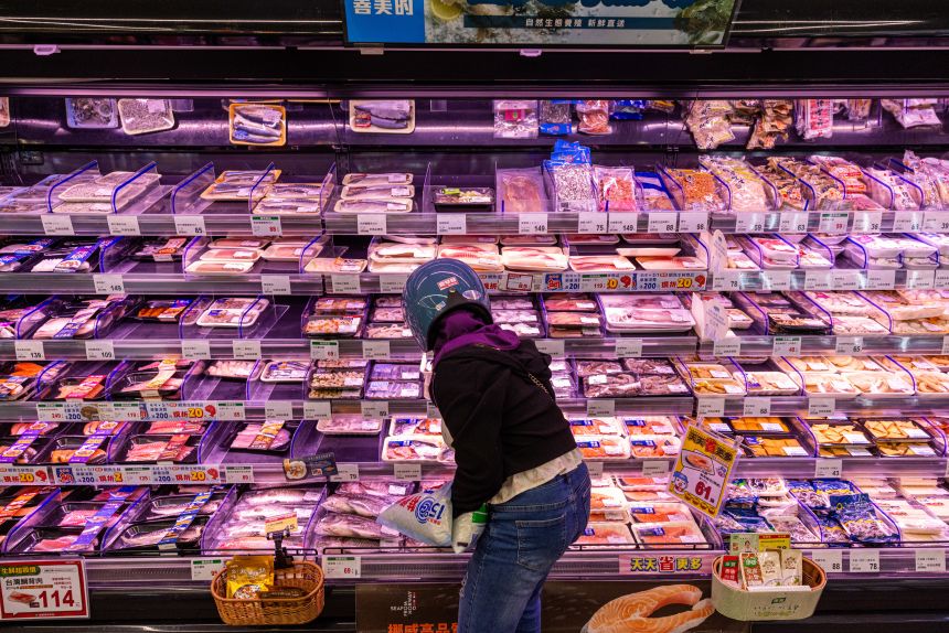 A person choosing products at a supermarket on April 20, 2025 in Taitung, Taiwan.