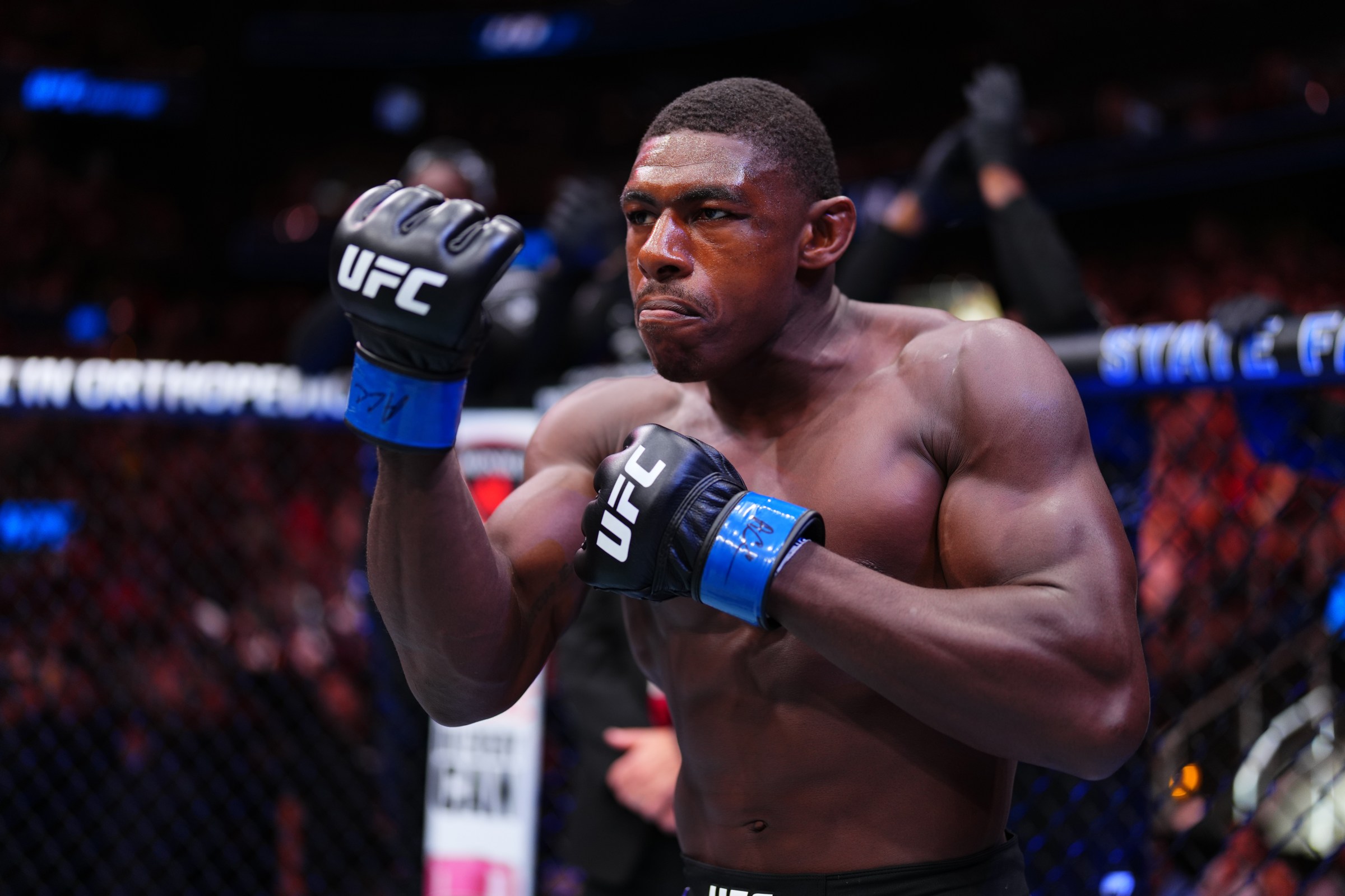 ATLANTA, GEORGIA - JUNE 14: Joaquin Buckley is introduced prior to facing Kamaru Usman of Nigeria in a welterweight bout during the UFC Fight Night event at State Farm Arena on June 14, 2025 in Atlanta, Georgia. (Photo by Cooper Neill/Zuffa LLC)