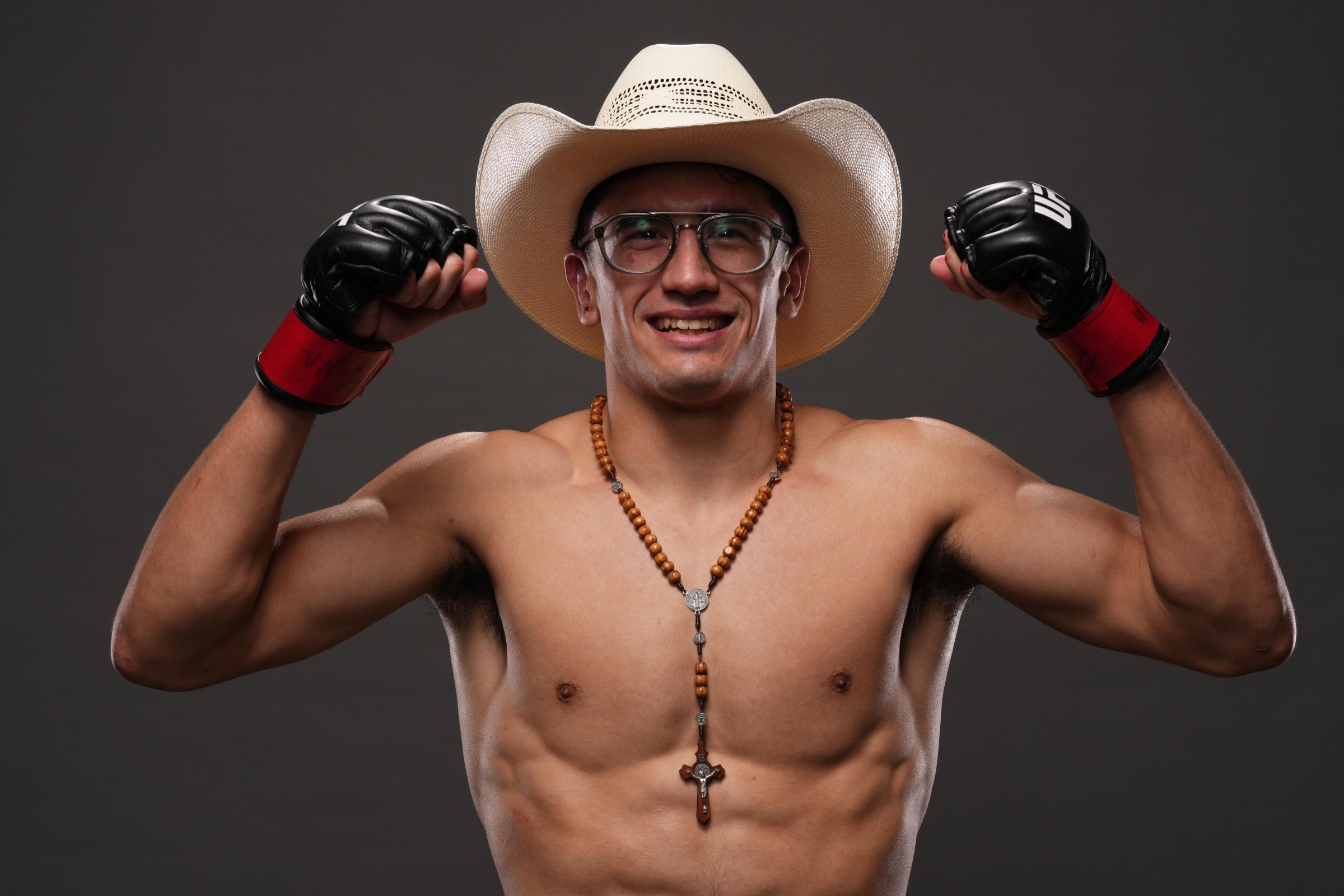 MEXICO CITY, MEXICO - FEBRUARY 28: Santiago Luna poses for a portrait after his victory during the UFC Fight Night event at Arena CDMX on February 28, 2026 in Mexico City, Mexico. (Photo by Mike Roach/Zuffa LLC)
