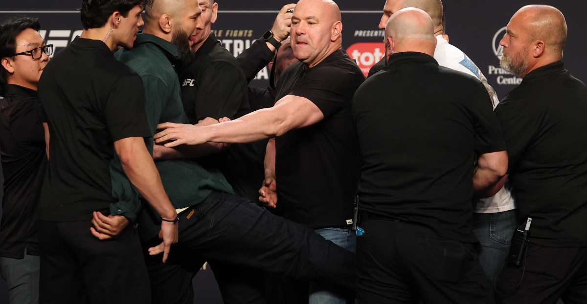 UFC 328 press conference staredowns: Chimaev vs. Strickland
