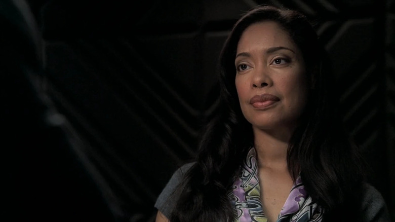 Gina Torres as Dr. Toni Ezralow looks serious on Bones