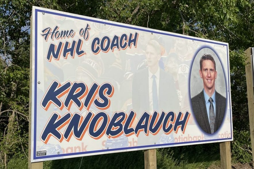 A billboard outside of Imperial, Saskatchewan, featuring Kris Knoblauch.