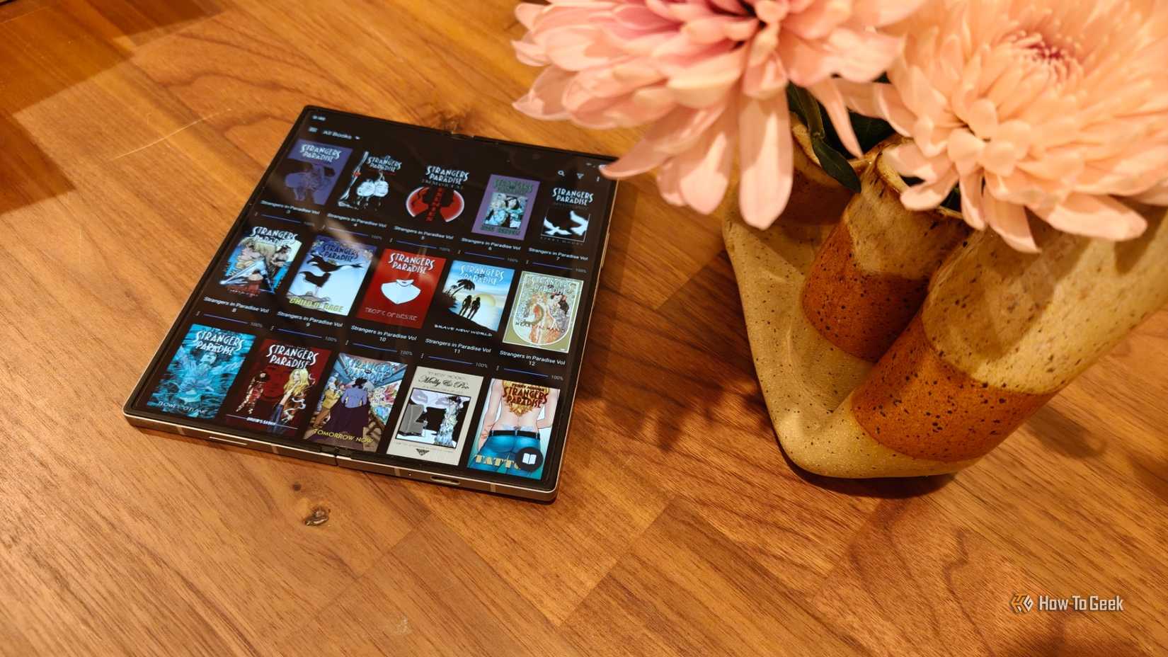 Graphic novels in Moon Plus Reader on a Samsung Galaxy Z Fold 6.