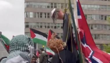 Montreal police investigating after effigy of a kippah-wearing man hanging from a noose displayed at a protest