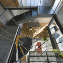 © Toshiyuki Yano House in Kitano / Tomohiro Hata Architect and Associates - Interior Photography, Stairs, Wood, Lighting, Glass, Handrail, Chair