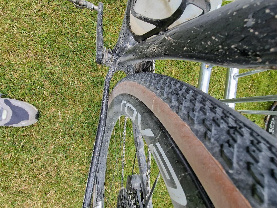 A black and white Specialized S-Works gravel bike at the Gralloch gravel race
