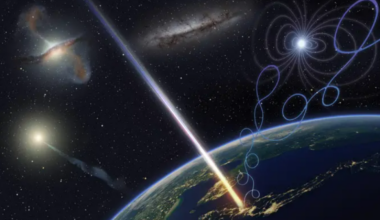 An illustration of Earth with a yellow and blue beam shooting into it.