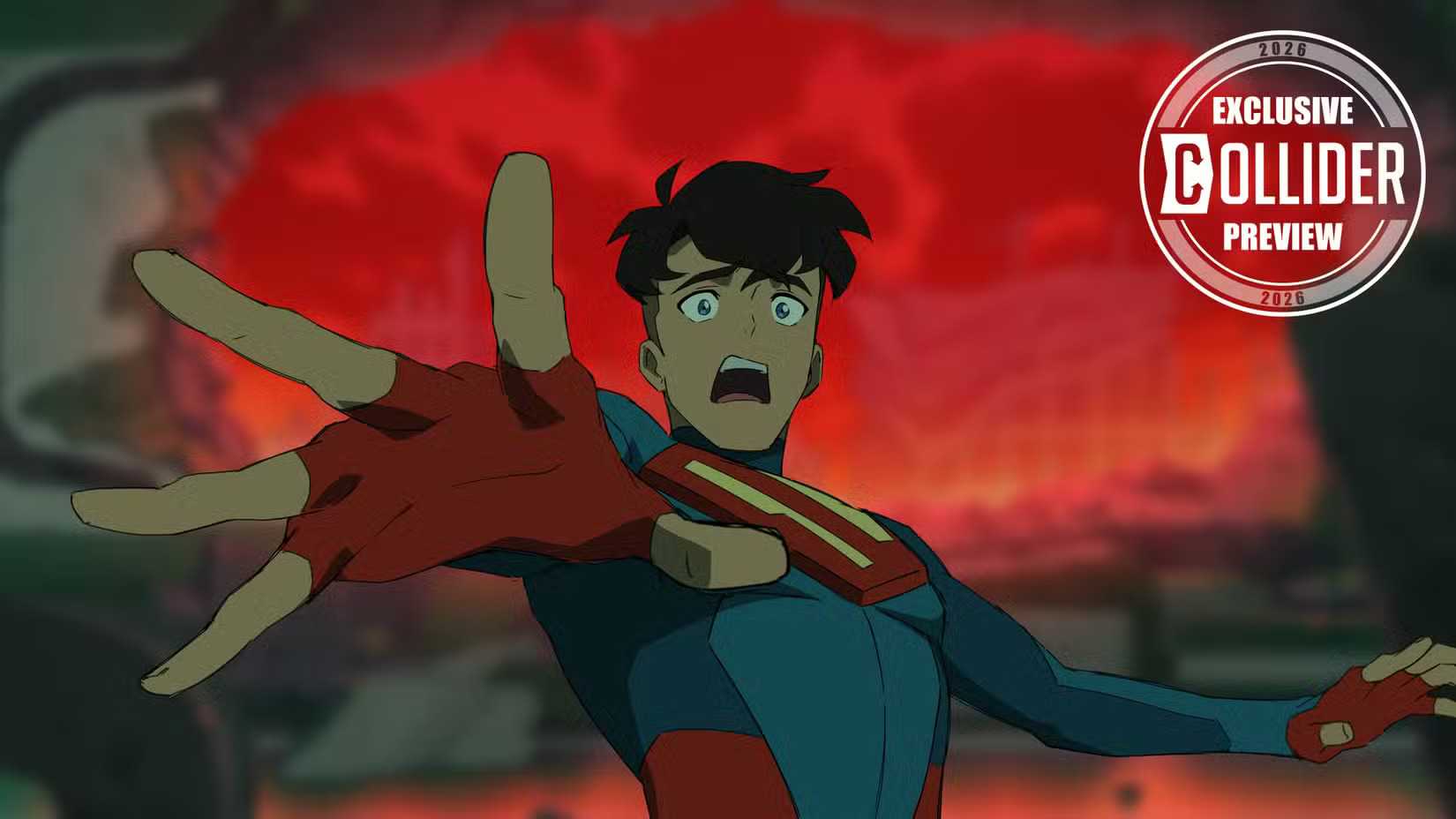 Superboy falling in My Adventures with Superman season 3 in Collider's preview