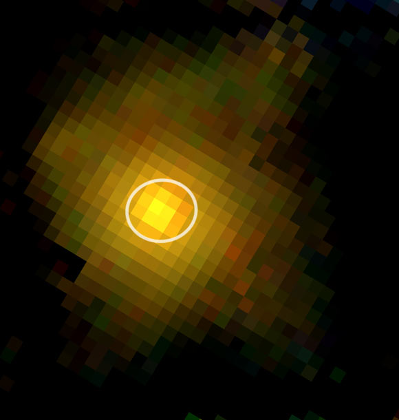 This Webb/NIRSpec/IFU image shows the slow-rotator galaxy XMM-VID1-2075. Image credit: Forrest et al., doi: 10.1038/s41550-026-02855-0.