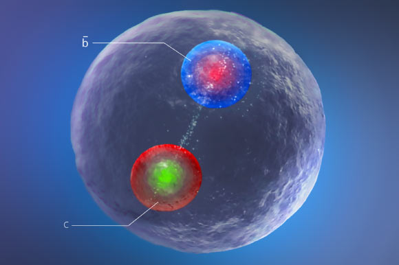 An artist’s impression of the Bc*+ meson. Image credit: Daniel Dominguez / CERN.
