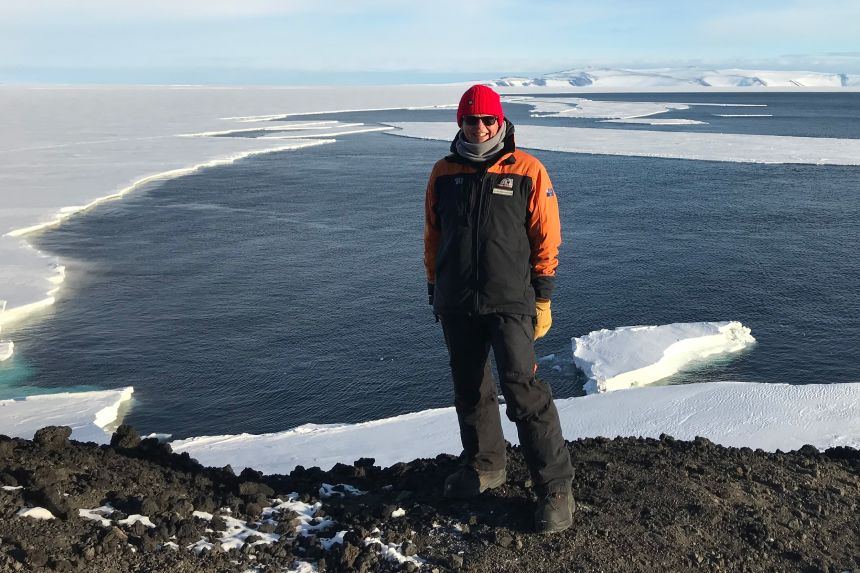Broughton pictured in Antarctica in February 2019 during a trip with the New Zealand government's Antarctica agency.