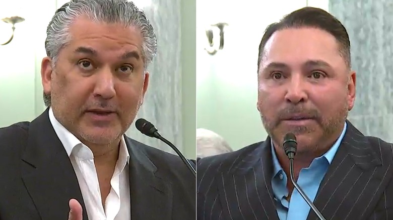 [Left] Nick Khan testifies and [Right] Oscar De La Hoya testifies