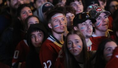Anxious Canadiens fans watch Game 6 of the playoffs against the Lightning in Montreal.