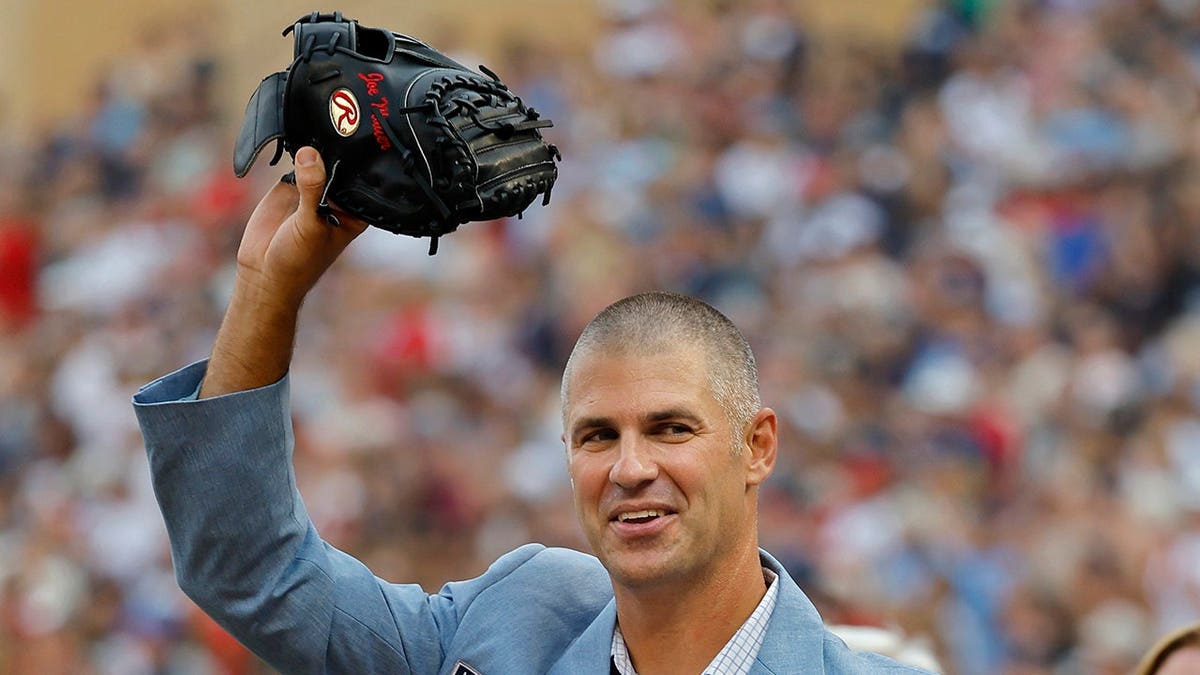 Joe Mauer saluting fans at Target Field in Minneapolis