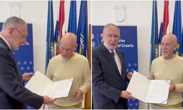 Actor John Malkovich granted Croatian citizenship in Zagreb