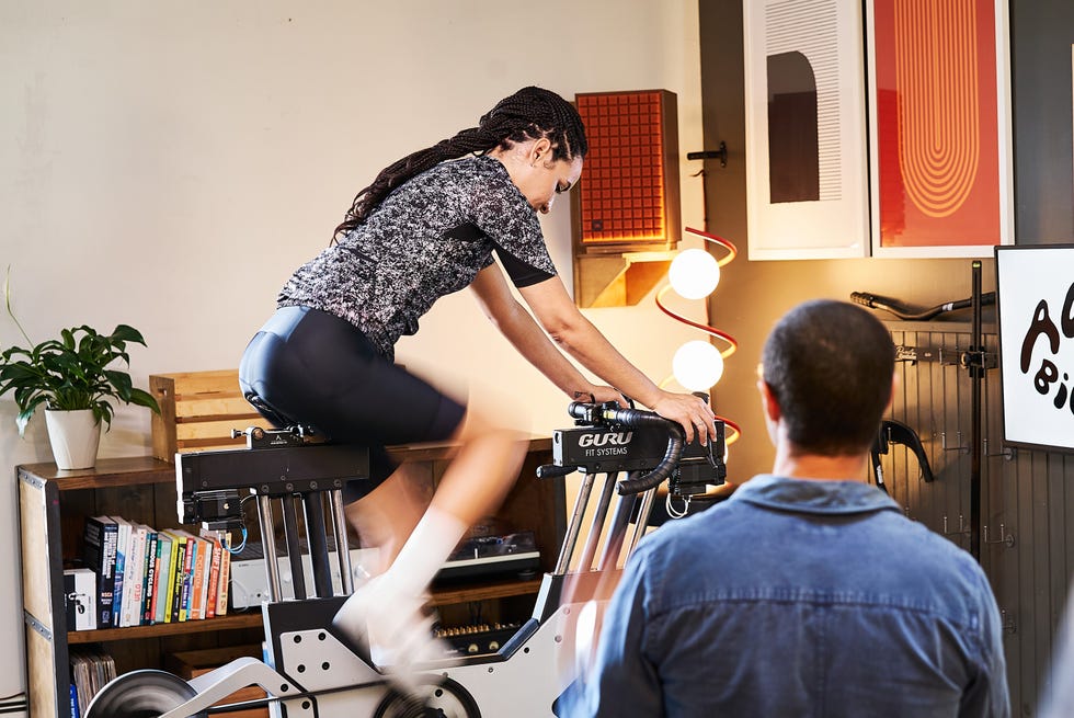Cyclist getting a bike fit cyclist getting a bike fit