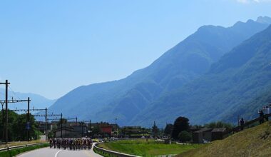 CARI, SWITZERLAND - MAY 26: A general view of the peloton passing through a Osogna village during the 109th Giro d&amp;amp;apos;Italia 2026, Stage 16 a 113km stage from Bellinzona to Cari 1645m / #UCIWT / on May 26, 2026 in Cari, Switzerland. (Photo by Tim de Waele/Getty Images)