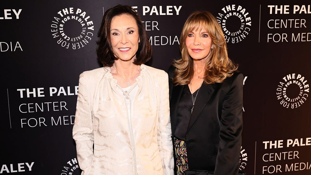 Kate Jackson and Jaclyn Smith standing together at the Paley Honors Spring Gala in New York City