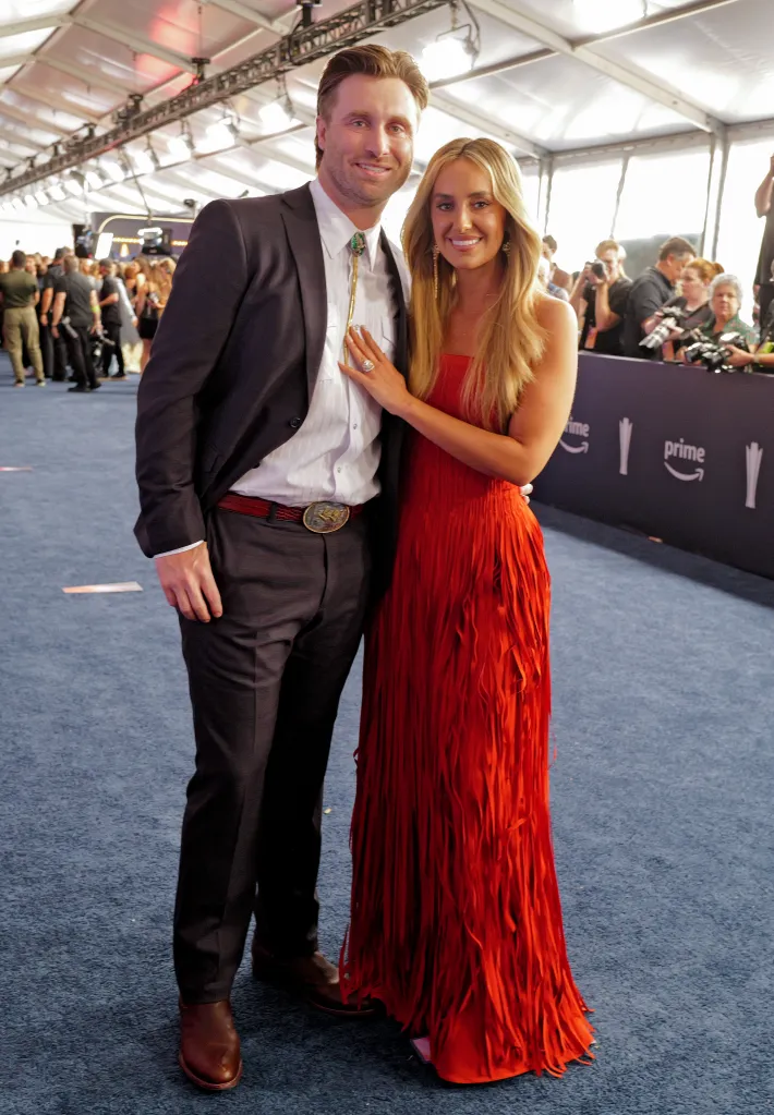 Lainey Wilson and Devlin Hodges attends the 61st Academy of Country Music Awards at the MGM Grand Garden Arena in Las Vegas, Nevada 