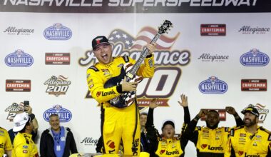 Layne Riggs denies Rajah Caruth Nashville Truck win in thrilling last-lap pass