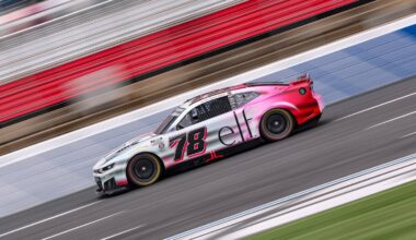Katherine Legge, driver of the #78 e.l.f. Cosmetics Chevrolet, drives during practice for the NASCAR Cup Series Coca-Cola 600 at Charlotte Motor Speedway on May 23, 2026 in Concord, North Carolina. (Photo by David Jensen/Getty Images)