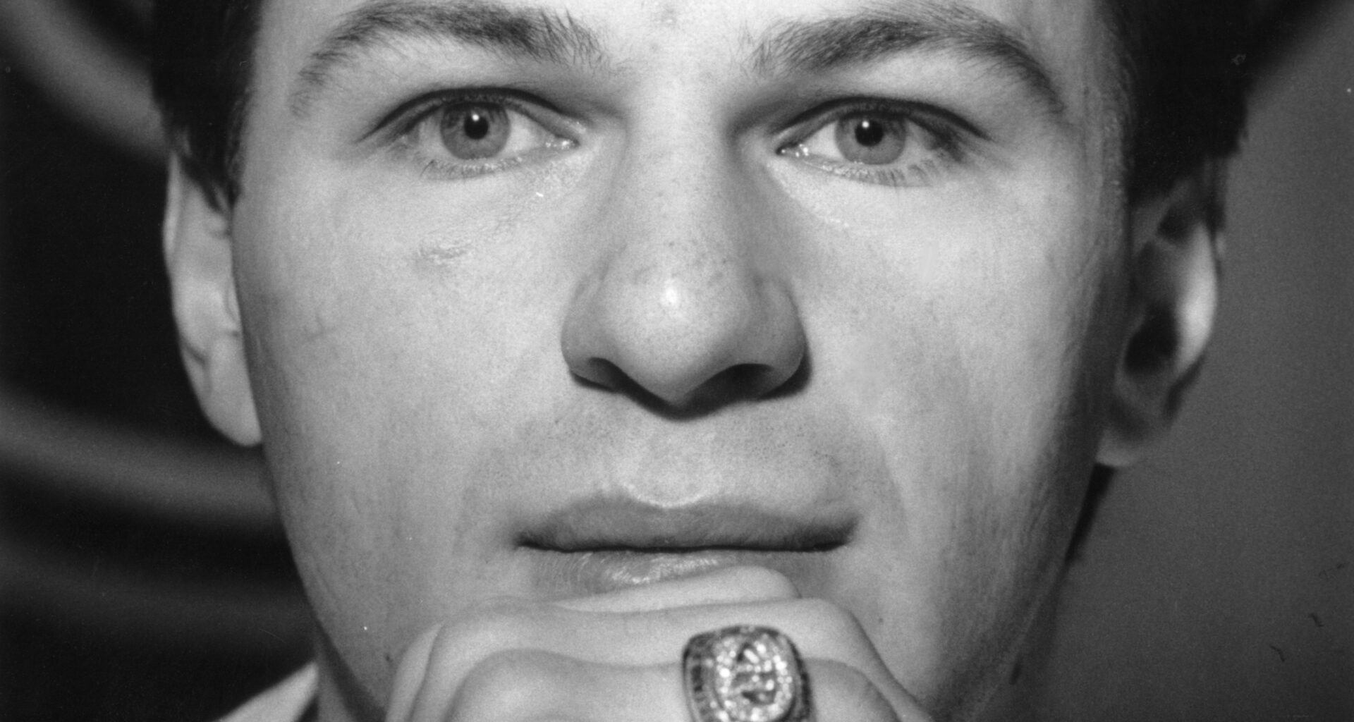 Claude Lemieux close up with a ring on his finger.