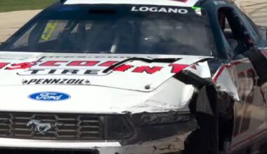 After lucky escape, Joey Logano’s car gets destroyed in pit road incident