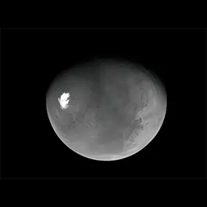 This is the first view of a nearly “full Mars” as seen by NASA’s Psyche spacecraft shortly after its closest approach to the planet on May 15, 2026. The view extends from the south polar cap northwards to the Valles Marineris canyon system and beyond. Credit: NASA/JPL-Caltech/ASU