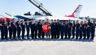 Tkachuk soars with U.S. Air Force Thunderbirds in F-16