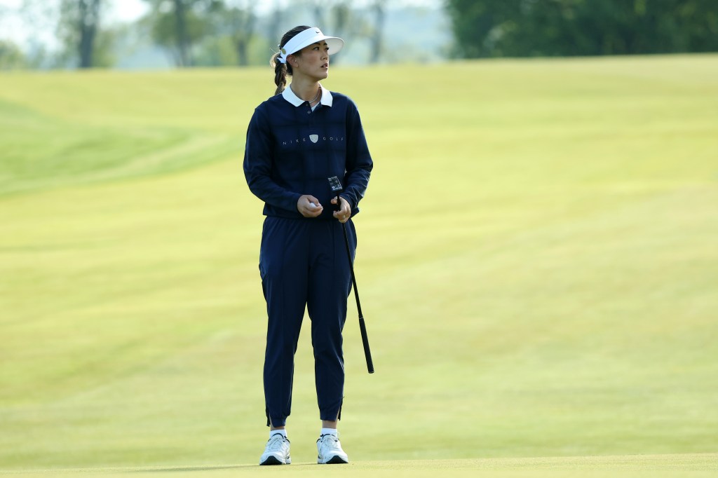 Michelle Wie West of the United States waiting to putt at the Mizuho Americas Open.