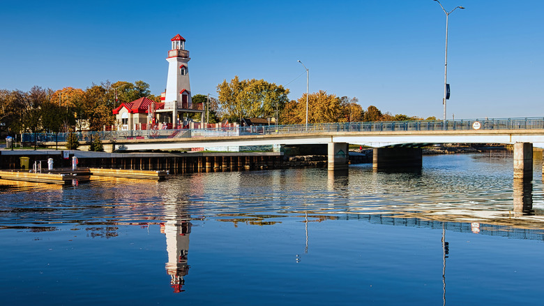 Port Credit Lighthouse and Credit River, Mississauga, Ontario, Canada