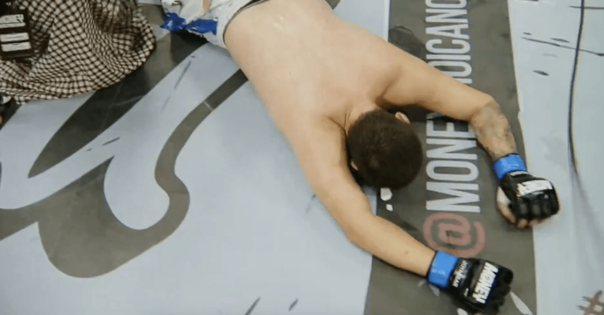 Video: Fighter faints after left-wing vs. right-wing fight at Renato Moicano’s debut MMA show in Brazil