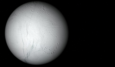 Enceladus is a tiny moon of Saturn that sprays water vapor and ice grains into space from an ocean hidden beneath its icy crust — meaning a spacecraft can sample material from an alien sea without ever landing.