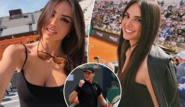 Stunning TV presenter Giusy Meloni takes in Jannik Sinner match at Italian Open