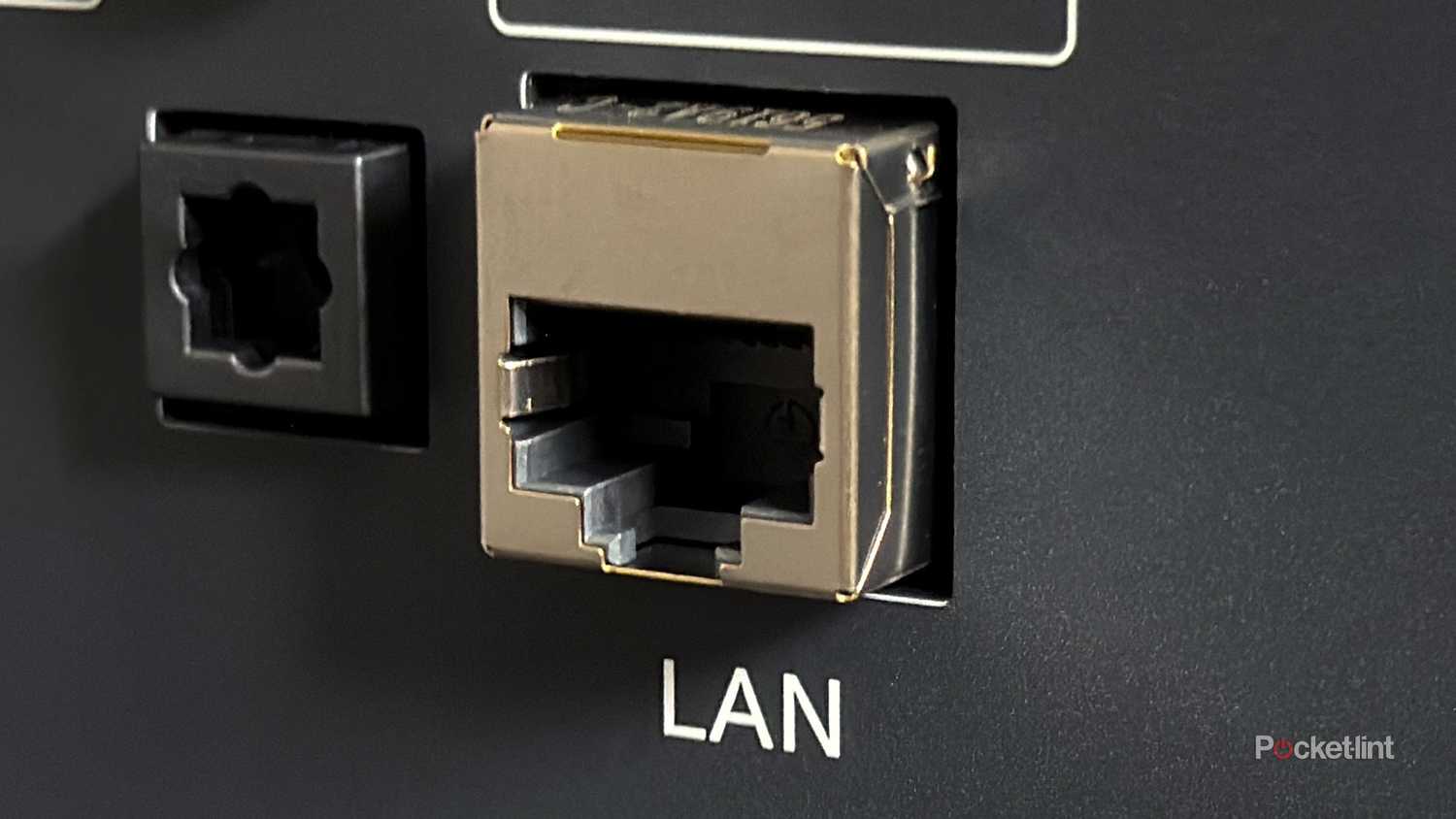 An Ethernet port on the back of a smart TV.