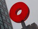 An OC Transpo sign  in downtown Ottawa.