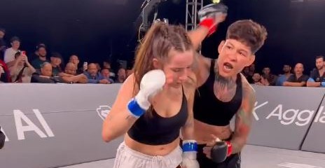 Karate Combat video: Larissa Pacheco scores knockout with skull-smashing elbow