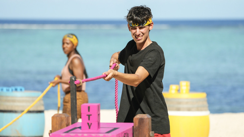Rizo playing in an immunity challenge on Survivor 50