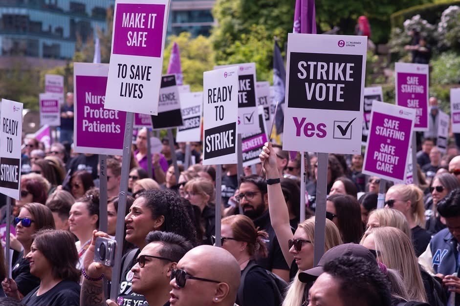 Nurses rally in Vancouver ahead of strike vote