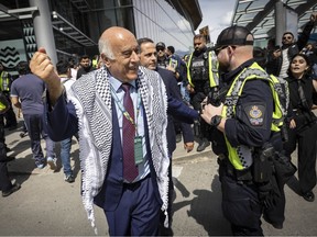 Palestinian Football Association president Jibril Rajoub leaves the Vancouver Convention Centre Thursday, April 30, 2026 for the FIFA Congress.