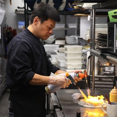 Dan Hon in action at Shota Restaurant during lunchtime service in Vancouver on May 7, 2026.
