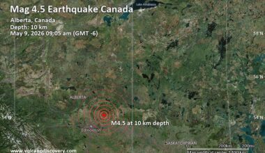 Moderate Earthquake of Magnitude 4.5 Just Reported 58 Miles Northeast of Edmonton, Alberta, Canada