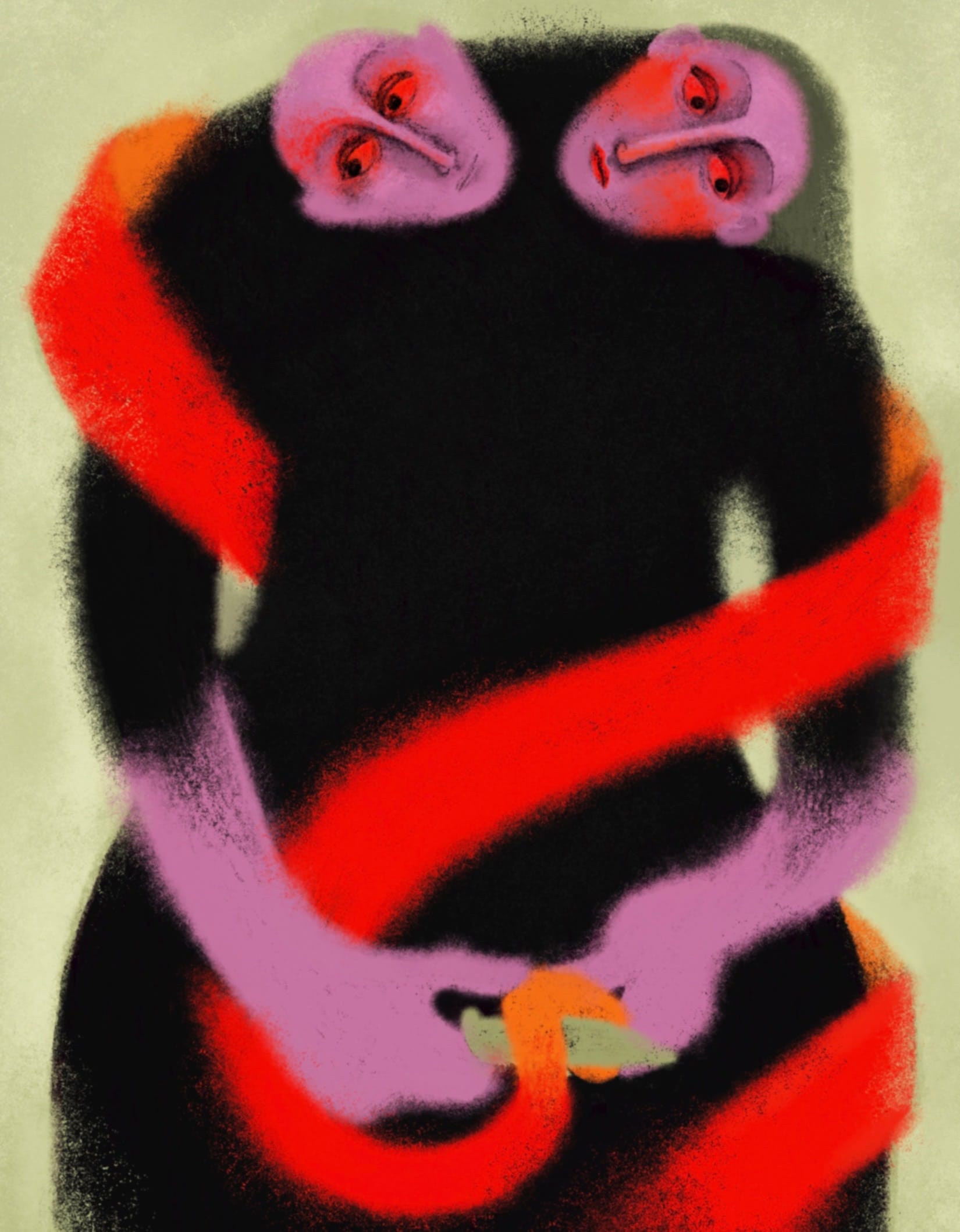 an illustration by Fatinha Ramos of two figures entwined